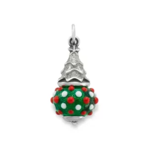 Enamel Glitter Christmas Tree Art Glass Charm