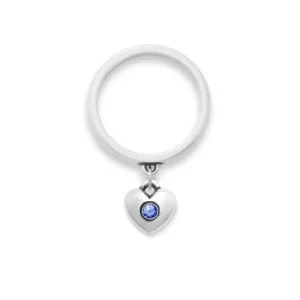 Keepsake Heart Birthstone Charm Dangle Ring