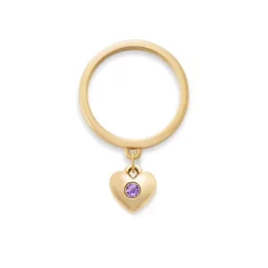 Keepsake Heart Birthstone Charm Dangle Ring