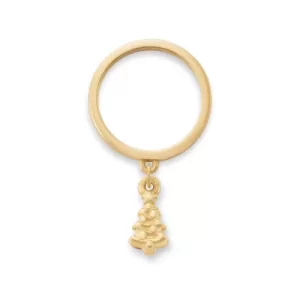 Petite Christmas Tree Charm Dangle Ring