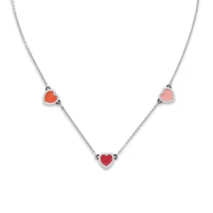 Enamel Connected Hearts Necklace