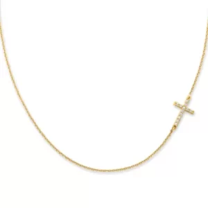 Delicate Pave Diamond Horizon Cross Necklace