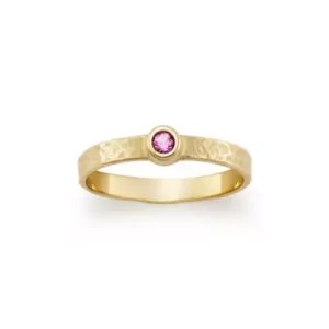 Petite Hammered Gemstone Ring
