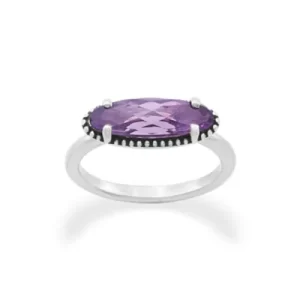 Beaded Horizon Gemstone Ring