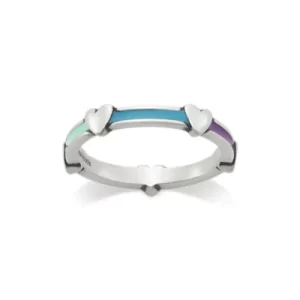 Enamel Band with Hearts Ring