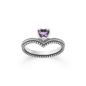 Beaded Chevron Heart Gemstone Ring