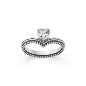 Beaded Chevron Heart Gemstone Ring