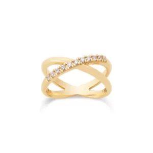 Diamond Pave Crossed Ring